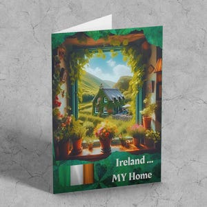 Irlanda MI Hogar: Tarjeta de felicitación enmarcable de 5 x 7 pulgadas en homenaje a Irlanda. ¡Idea de regalo perfecta para el Día de San Patricio, Navidad, orgullo y belleza irlandeses!