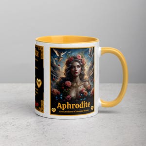 Aphrodite Greek Goddess of Love and Beauty 11oz Coffee Mug Golden Yellow Perfect Gift for Fans of Greek Goddesses and Greek Mythology!