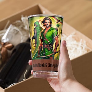 Premium shaker-pintglas 16 oz Robin Hood en Little John The Men of Sherwood Forest Perfect cadeau voor Robin Hood-fans en middeleeuwen!