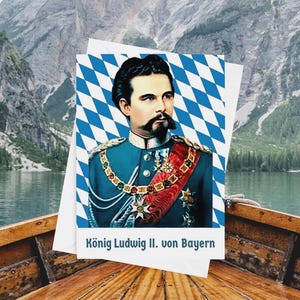 NOWA kartka okolicznościowa do oprawienia 5X7 cali König Ludwig II. von Bayern Bawarski monarcha Niemiecki zamek Disney Schloss Neuschwanstein Pamiątka