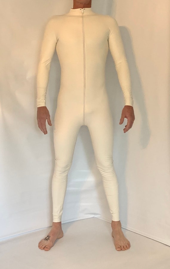 Rubber Latex Catsuit Front Zip 0.4 MIL 100% Latex Rubber blanc 