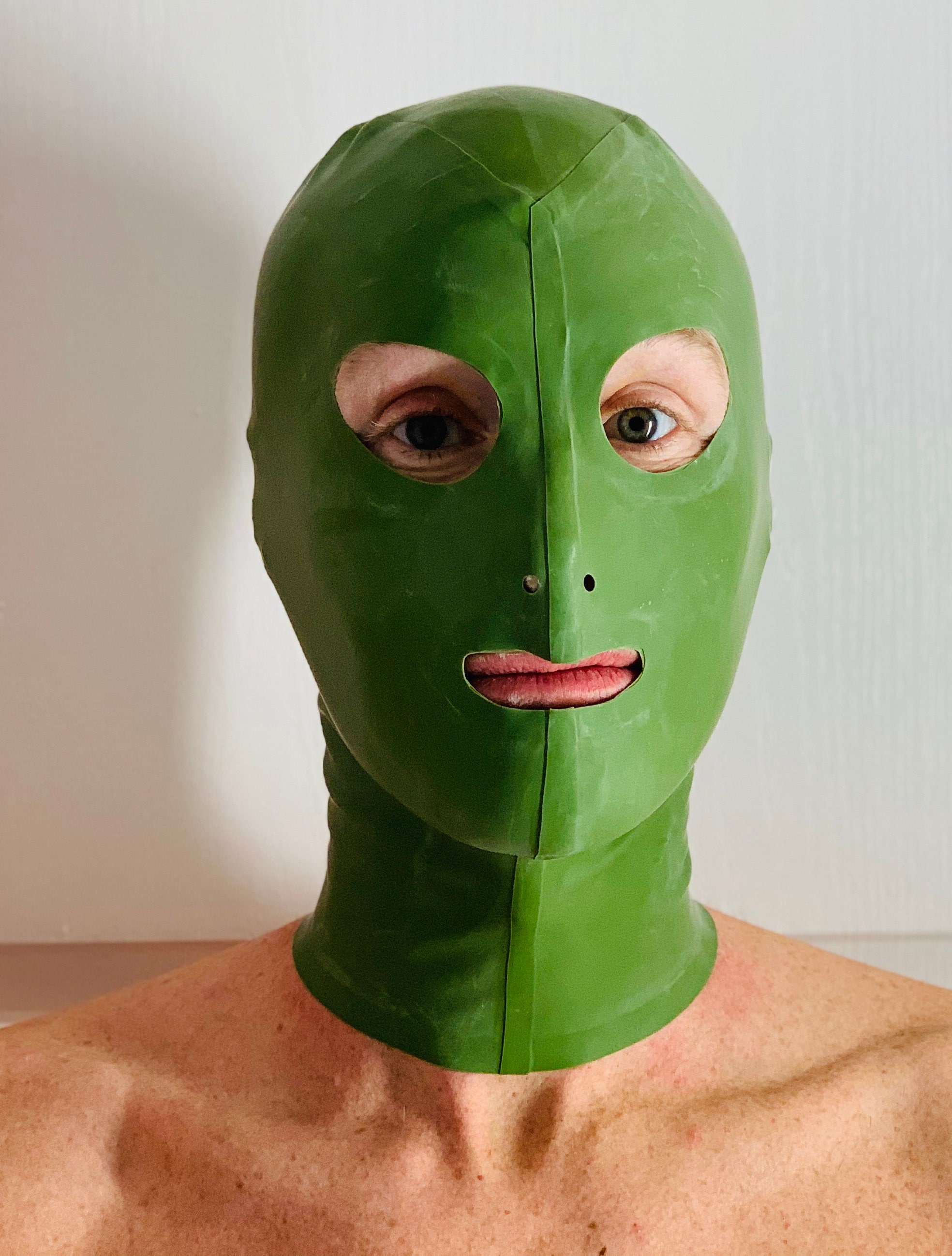 Hood Mask Latex Cosplay Rear Zipper Green 0.4 Mil 100 Latex Etsy UK