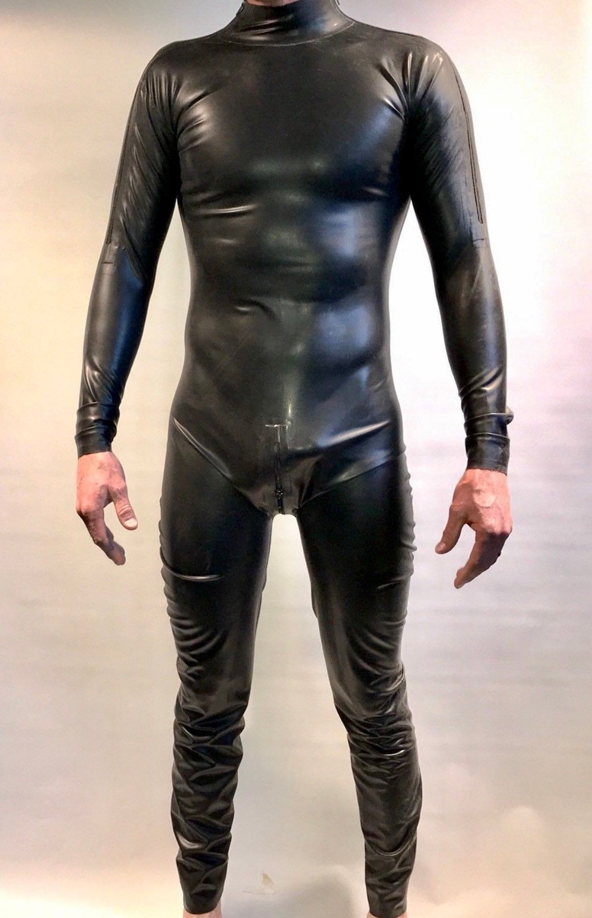 Catsuit Latex Shoulder Zipper With Crotch Zip 100 Latex Etsy