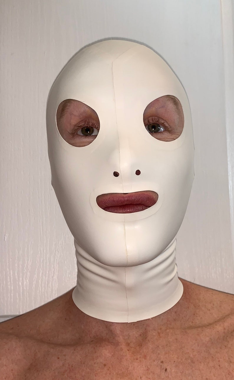 Hood Mask Latex Cosplay Rear Zipper White 0.4 mil 100 Latex Etsy