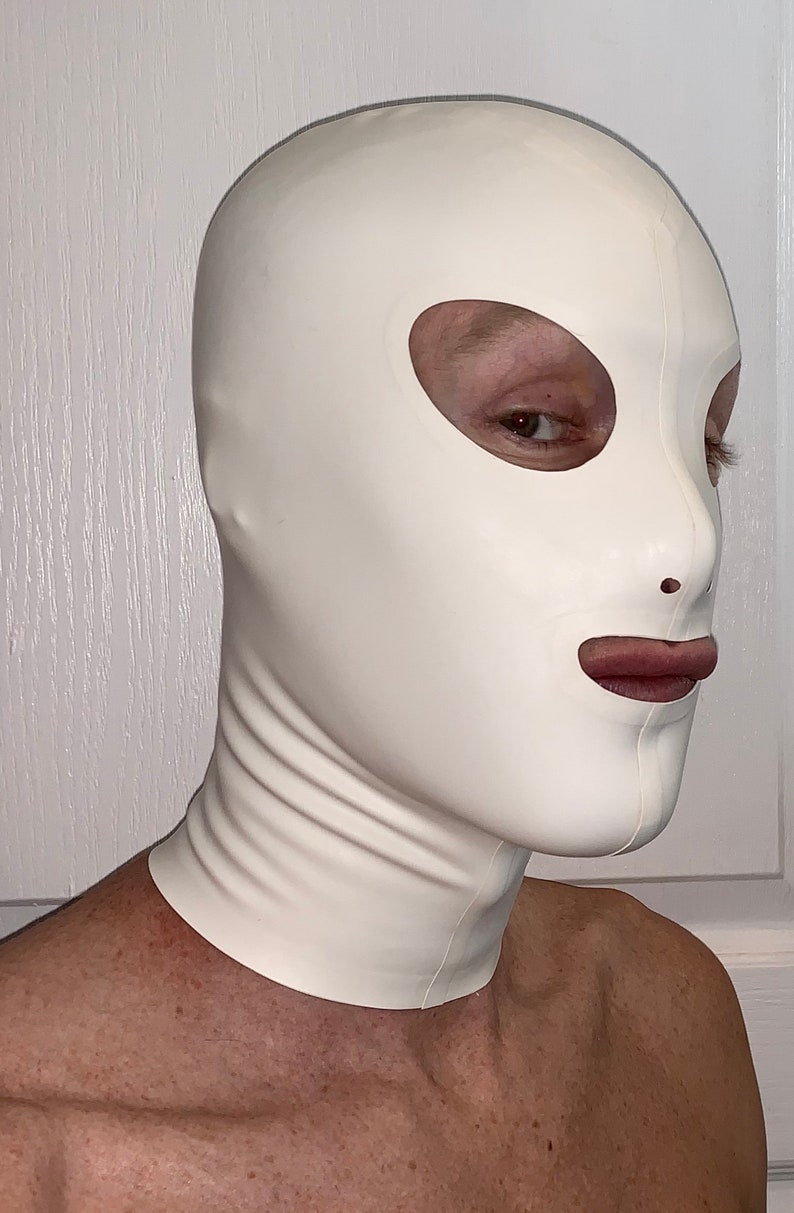 Hood Mask Latex Cosplay Rear Zipper White 0.4 mil 100 Latex Etsy