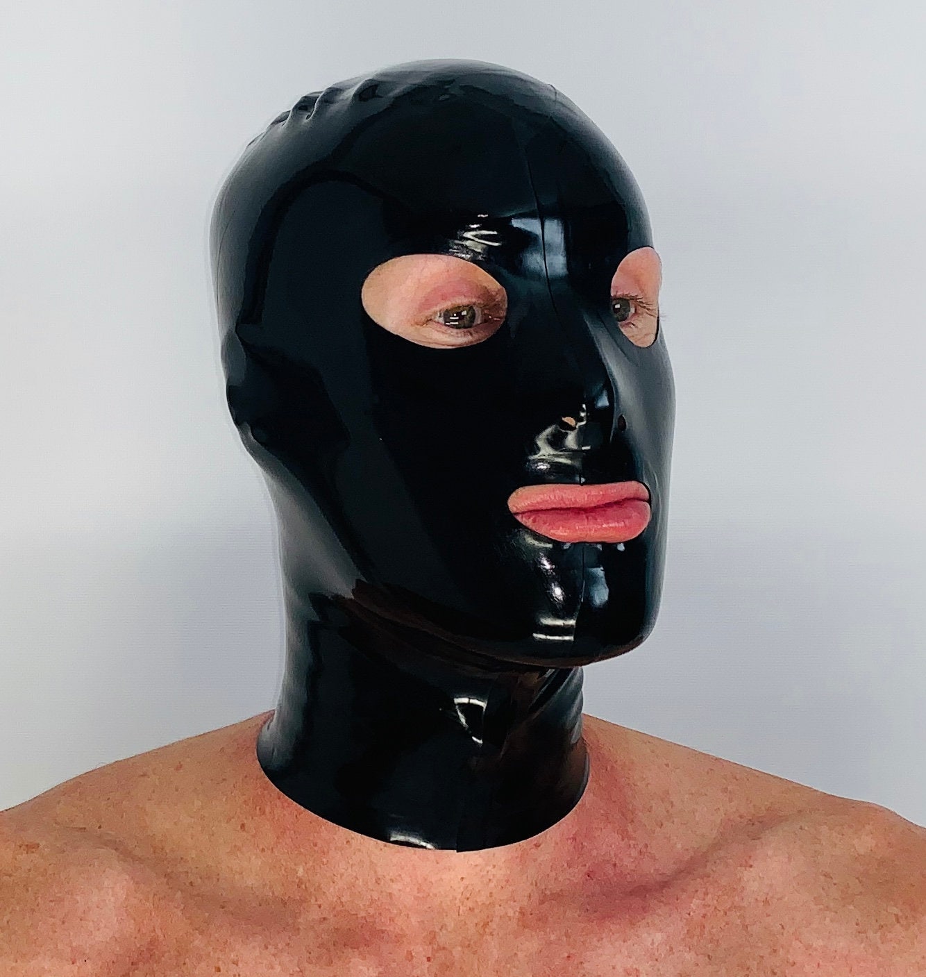 Masque de cagoule Latex Cosplay Fermeture éclair arrière Noir 0,4 mil 100 %  Latex Style coupe oeil/bouche pour femme -  France