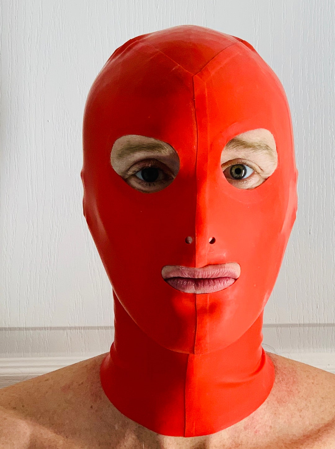 Hood Mask Latex Cosplay Rear Zipperred 0.4 Mil 100% Latex - Etsy