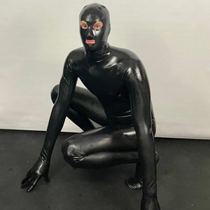 Catsuit Latex Full body, gloves, socks,hood, Penis sheath 0.4 mil 100% Latex image 2