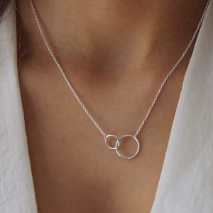 Sterling Silver Necklace, Circle Necklace, Layering Necklace, Double Circle Necklace, Karma Circle Necklace - 2 lengths available