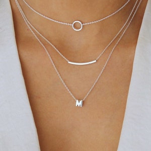 Collar de plata de ley, collar con inicial, inicial, collar con inicial de plata, collar con letra, collar con letra de plata, joyería con inicial