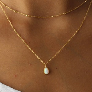 Gold Necklace, Sterling Silver Necklace, Dainty Necklace, Opal Necklace, White Opal Necklace