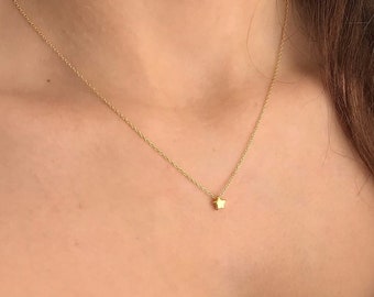 Collar de oro, collar de estrella de oro, collar de estrella de arena, collar de estrella pequeña, collar de plata esterlina