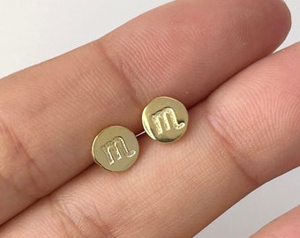 Sterling Silber vergoldet Ohrstecker, Zodiac Ohrstecker, Sternzeichen Ohrstecker, Münze Ohrstecker