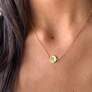 Sterling Silver Gold Plated Necklace, Zodiac Necklace, Charm Necklace, Star Sign Necklace, Coin Necklace