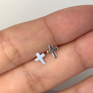 Sterling Silver Earrings, Silver Stud earrings, Cross Earrings, Dainty stud earrings, Mini Cross Stud Earrings, Stacking Earring