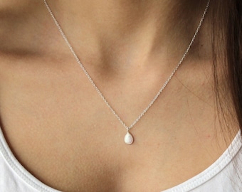 Sterling Silver Necklace, Dainty Necklace, Opal Necklace, Sterling Silver Pendant Necklace, White Opal Necklace, Pendant, Charm Necklace