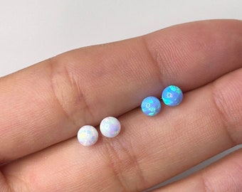 Sterling Silver Stud, Opal Ball Stud Oorbellen, Sierlijke Studs, 4 mm Mini Studs, Opal Earring Studs