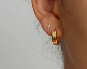 Gold Earring, Gold Plated Silver Earrings, huggie earrings, Mini hoops, huggie hoops, tiny hoops, Huggies