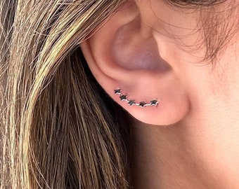Sterling Silver Stud, Ear Crawler Studs, Ear Climber Studs, Ear Pins, Star studs