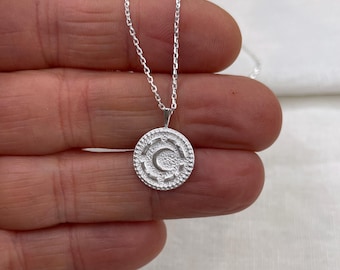 Sterling Silver Necklace, Crescent moon Necklace, Layering Necklace, Dainty necklace, Silver Moon Necklace