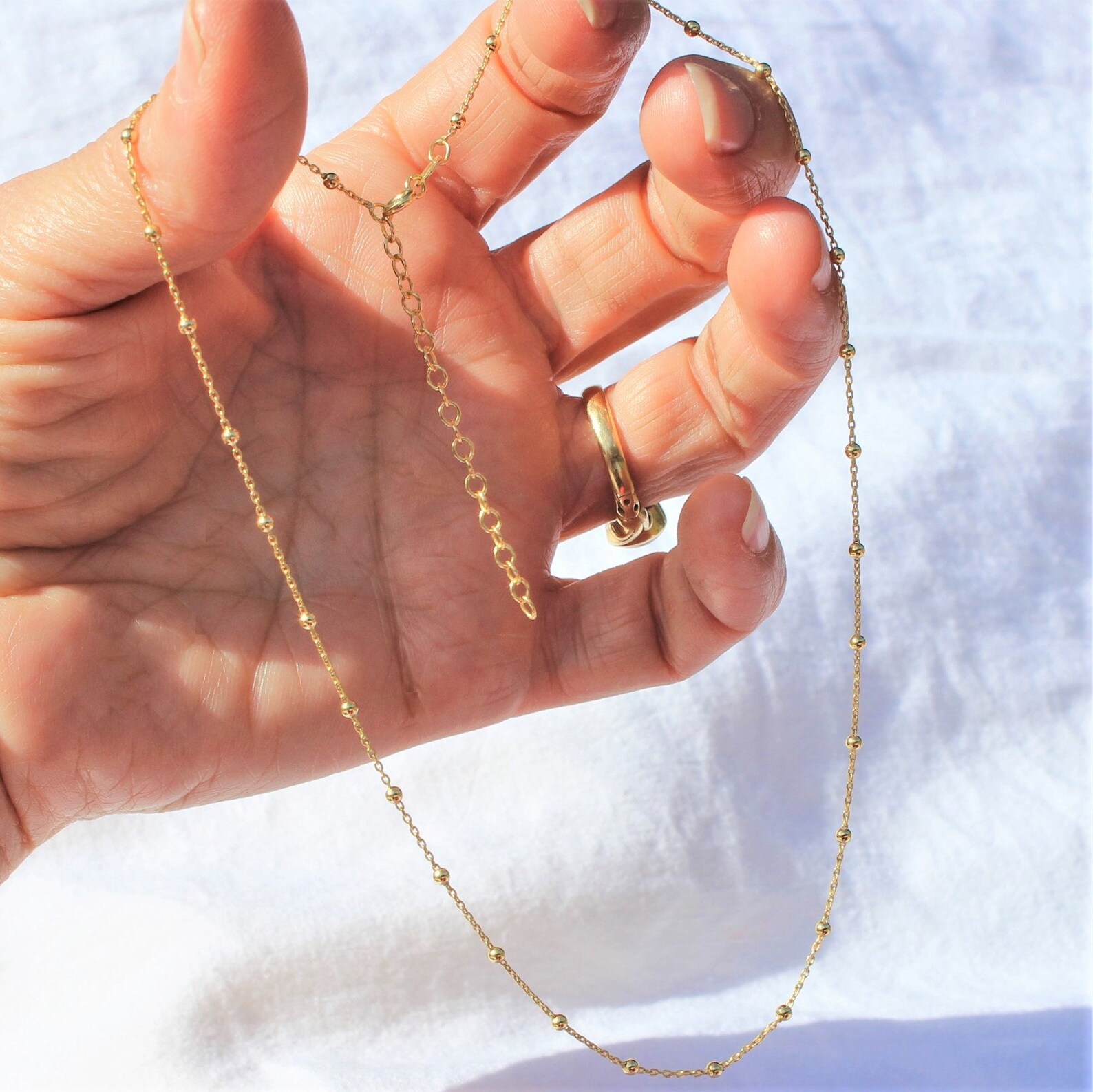 Gold Necklace Ball Chain Ball Chain Necklace Dainty Etsy Australia