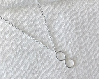 Colar de prata esterlina, colar infinito, colar em camadas, pingente infinito, colar delicado