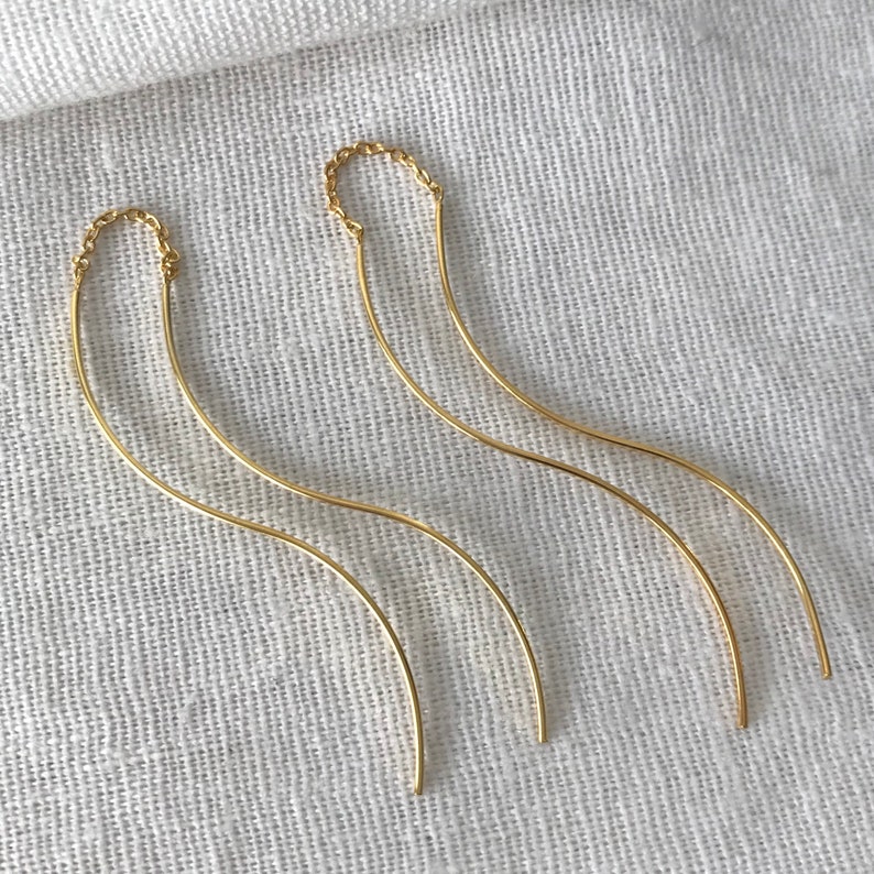 Threader Earrings Sterling Silver Gold threader earrings Etsy