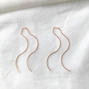 Örhängen med tråd, sterlingsilver, örhängen i roséguld, vågiga örhängen i roséguld, örhängen med tråd, kedjeörhängen med tråd,