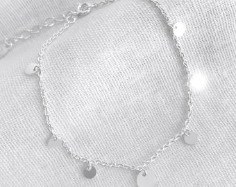 Sterlingzilveren armband, armband met munt, cirkelarmband, gelaagde armband, armband met meerdere schijven, sierlijke armband