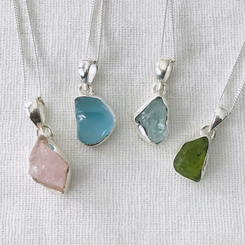 Gemstone Necklace Rose Quartz Charm Layering Necklace Sterling Silver Necklace Charm Necklace Raw Rose Quartz Pendant necklace