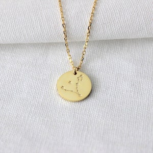 Sterling Silver Gold Necklace, Zodiac Necklace, Zodiac Constellation Charm Necklace, Star Sign Necklace, Coin Necklace, Layering Necklace