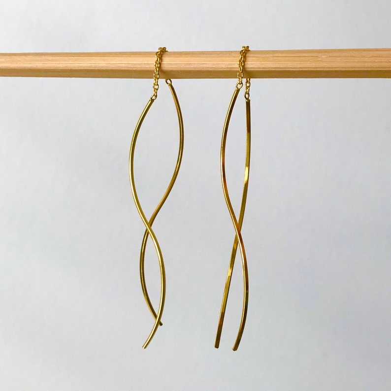 Threader Earrings Sterling Silver Gold threader earrings Etsy