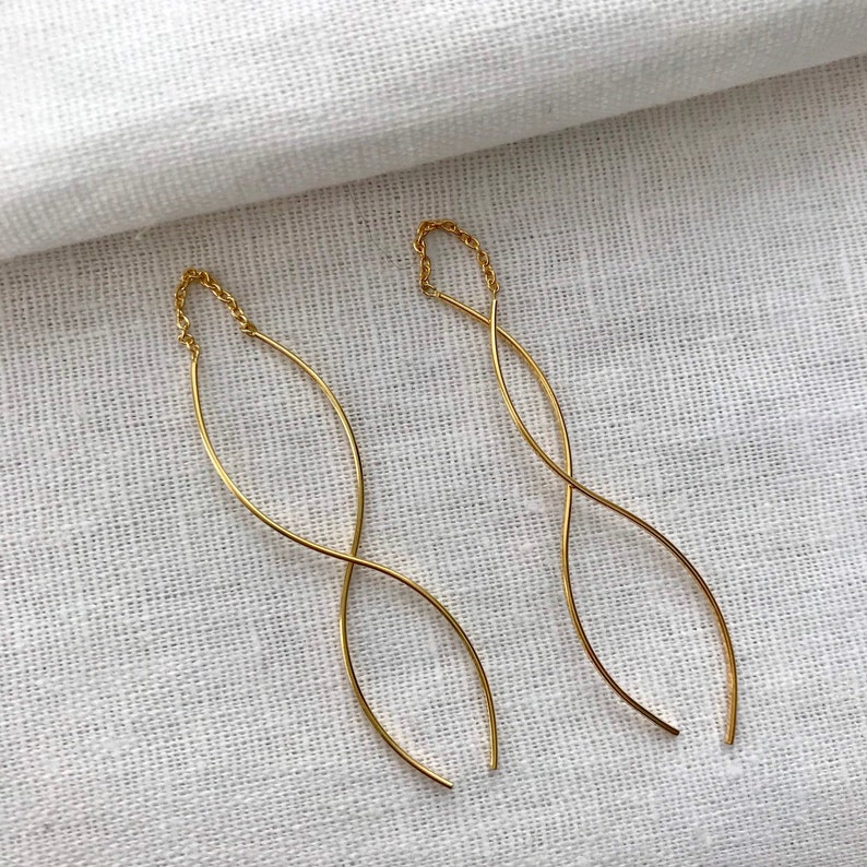 Threader Earrings Sterling Silver Gold threader earrings Etsy