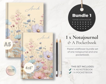 Bundle 1: Personalized Wildflower Journals, Customized Notebook for Women, Multi Notajournal Wildflower Notebook & Journal Set for Women