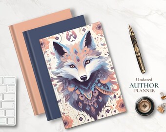 Undated Planner for Author, Gift for Writer, Personalized Gift for Author, Writer Celebration, Wolf Diary Gifts for Her, Diary Birthday Gift