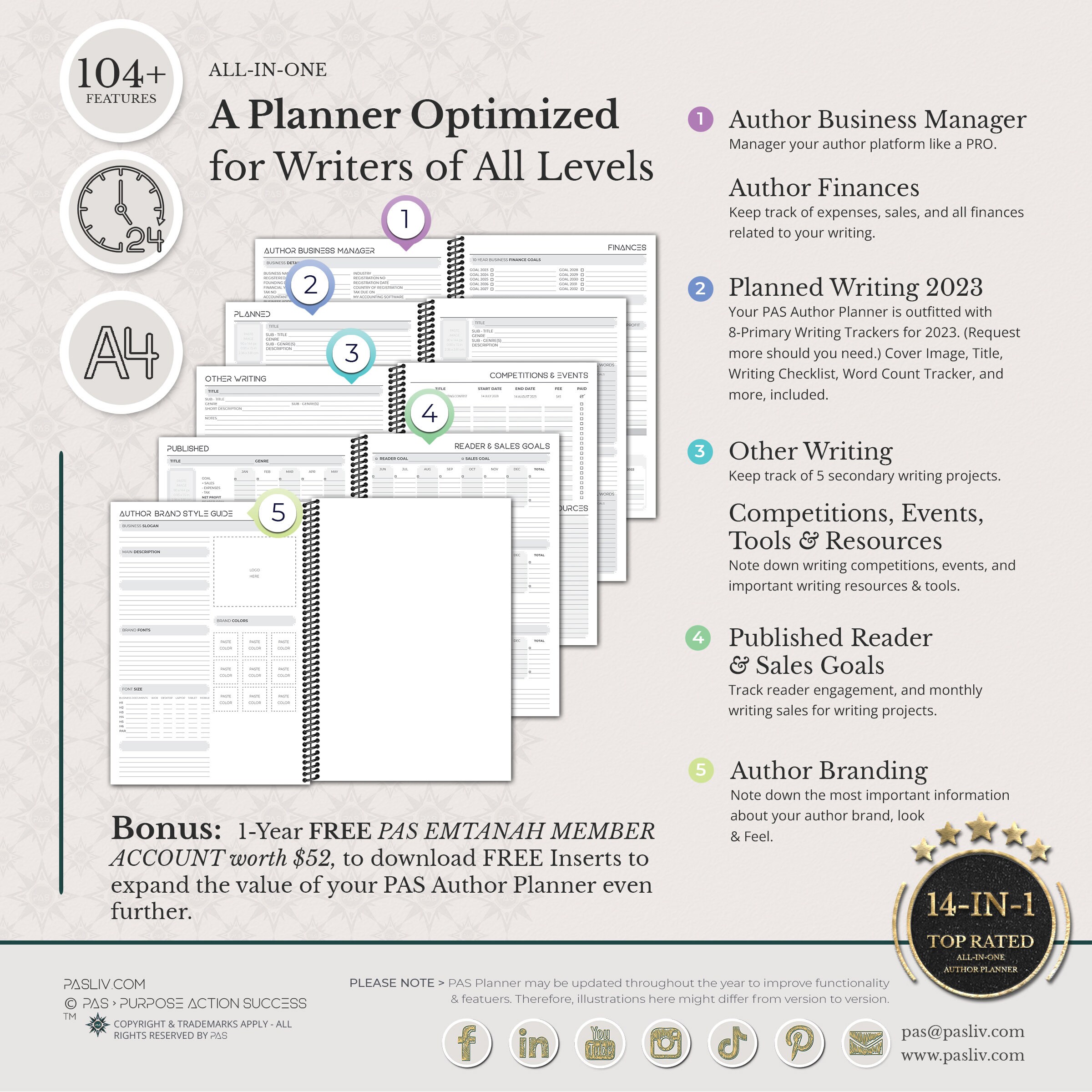 Writer Planner 2023 Diary Author 14-in-1 Writing Author - Etsy