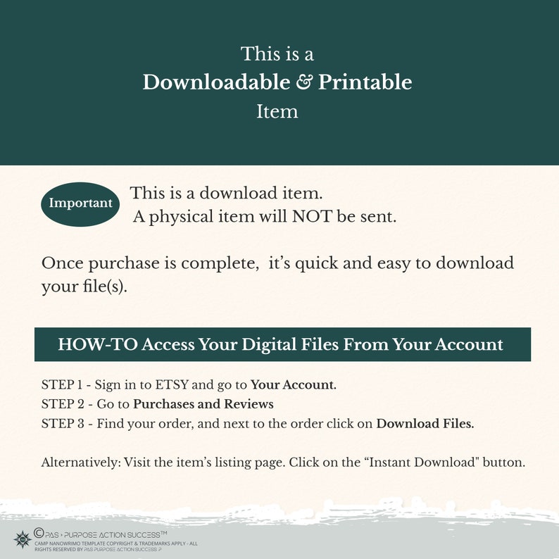 July Camp Nanowrimo Word Count Tracker & Writing Project Outline Template Downloadable Printable