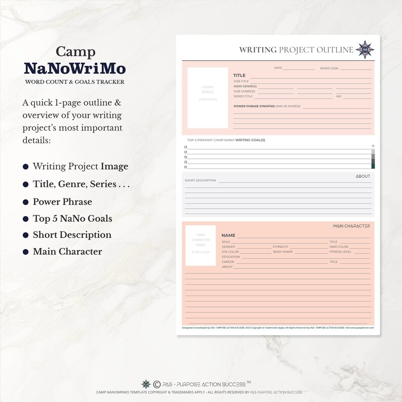 Writer Word Count Tracker & Writing Goals Template for April Camp
