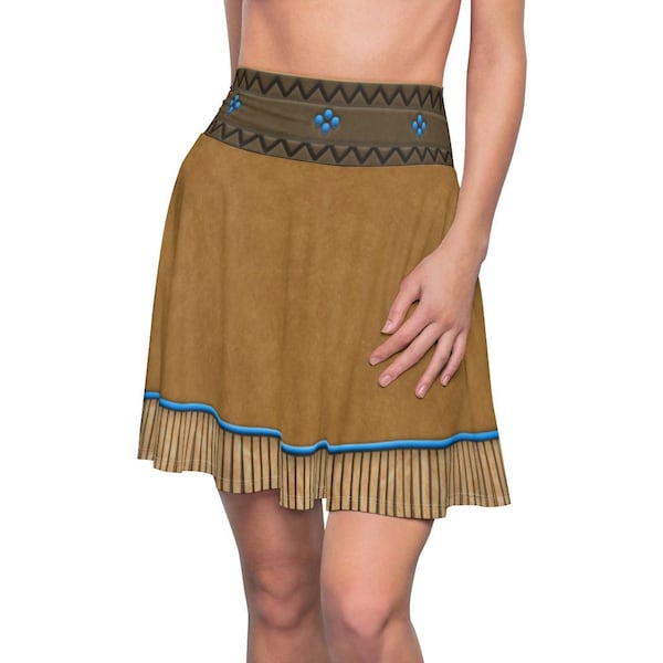 Falda Pocahontas, disfraz de Pocahontas, faldas de Disney para mujer, falda patinadora princesa de Disney, falda para correr de Disney, disfraz de cosplay de Disney