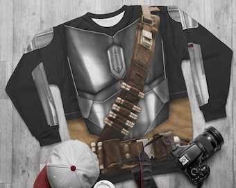 Star Wars Mandalorian Costume, Steel Mandalorian Armor Long Sleeve Sweatshirt, Star Wars Sweatshirt, Mandalorian Sweatshirt, Beskar Steel