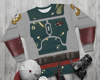 Boba Fett Long Sleeve Shirt, The Mandalorian Cosplay Sweatshirt, Star Wars Costume Sweater, Mandalorian Armor Outfit, Disney Plus TV Series