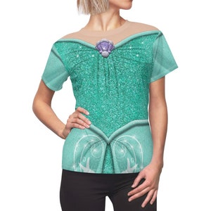 Ariel Green Inspiriertes Frauen-Shirt, Die kleine Meerjungfrau-Abend-Kostüm, Disney-Prinzessinnen-Cosplay, Magic Kingdom Outfit, Disneygebundenes Kleid