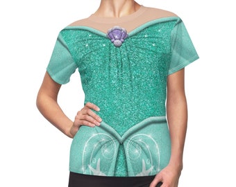 Op Ariel groen geïnspireerd damesshirt, avondkostuum kleine zeemeermin, Disney-prinses cosplay, Magic Kingdom-outfit, Disneybound kleding