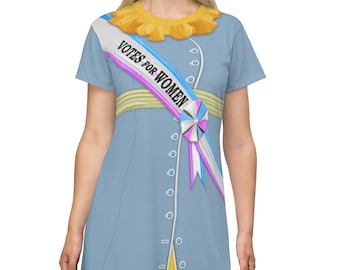 Mrs. Banks Suffragette Short Sleeve Dress, Mary Poppins Costume, Disney Dresses for Women, Disneyland Cosplay Outfit, Disney World Apparel