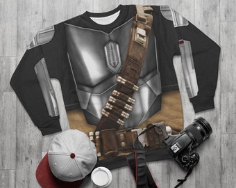 Star Wars Mandalorian Costume, Steel Mandalorian Armor Long Sleeve Sweatshirt, Star Wars Sweatshirt, Mandalorian Sweatshirt, Beskar Steel