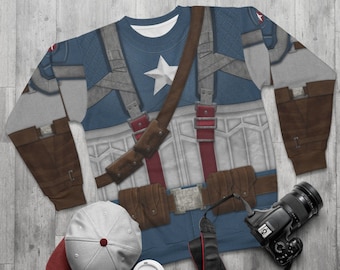 Camisa de manga larga del Capitán América, disfraz del Primer Vengador, Steve Rogers, sudadera de superhéroe, cosplay de la Comic-Con, Campus de los Vengadores