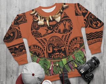 Disfraz de Moana de Disney, sudadera de manga larga de Maui, sudadera de Moana, disfraz de Maui de Disney, sudadera de Disneyland, sudadera de manga larga de Disney para hombre