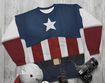 Captain America Stars and Stripes shirt met lange mouwen, The First Avengers-kostuum, superheldensweater, Comic-Con-cosplay, Avengers Campus