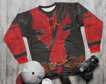 Deadpool Long Sleeve Shirt, Deadpool and Wolverine Charater Costume, Mutant Human Cosplay, Halloween Event Apparel, Comic-Con Party Outfit