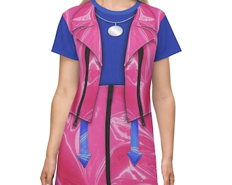 Zenon Costume, Nebula Wade Blue and Pink Short Sleeve Dress, Girl of the 21st Century, Disney Dresses for Women, Disney Cosplay Costume